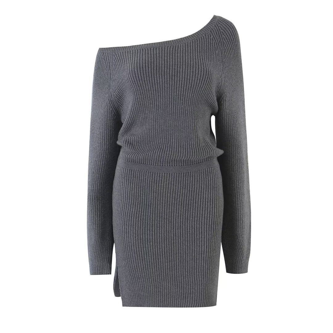 Women's Bodycon Ribbed Mini Dress with One-Shoulder Design and Waistband