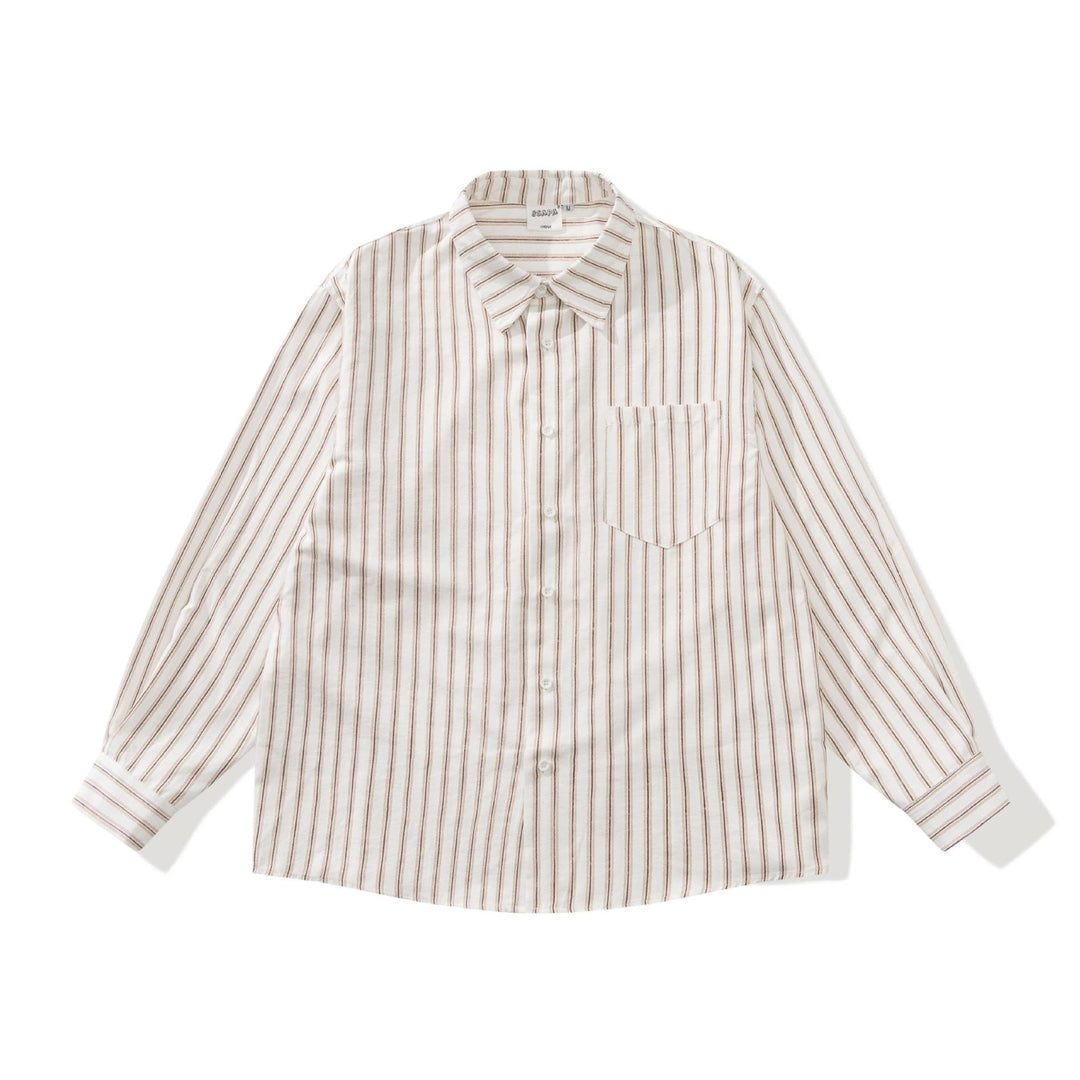 Men's relaxed overshirt in a boxy cut with fine vertical stripes and chest pocket Mune Fashion