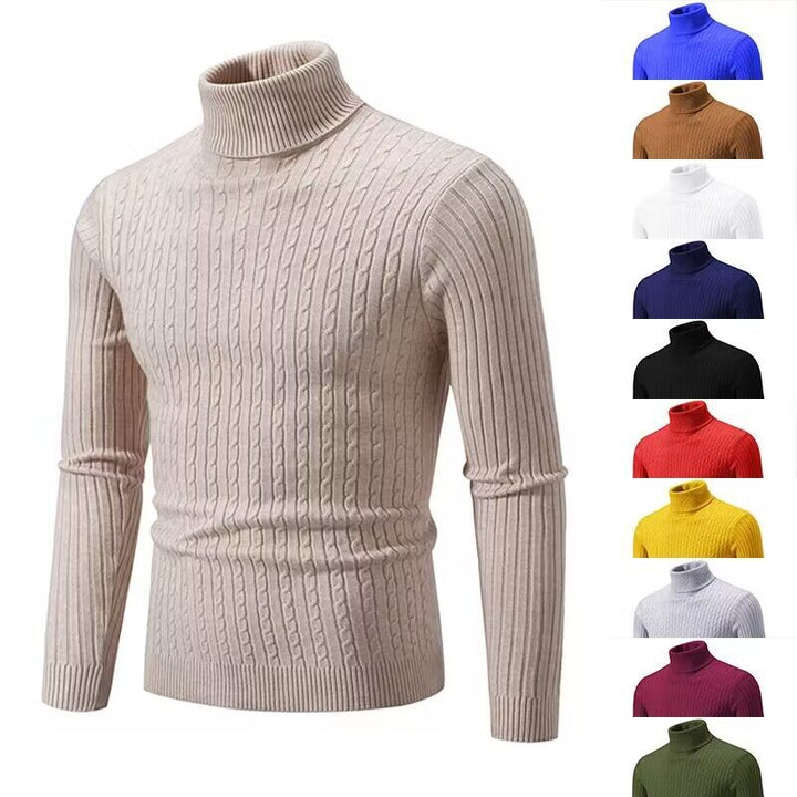 Men's turtleneck sweater with cable knit and slim fit Mune Fashion