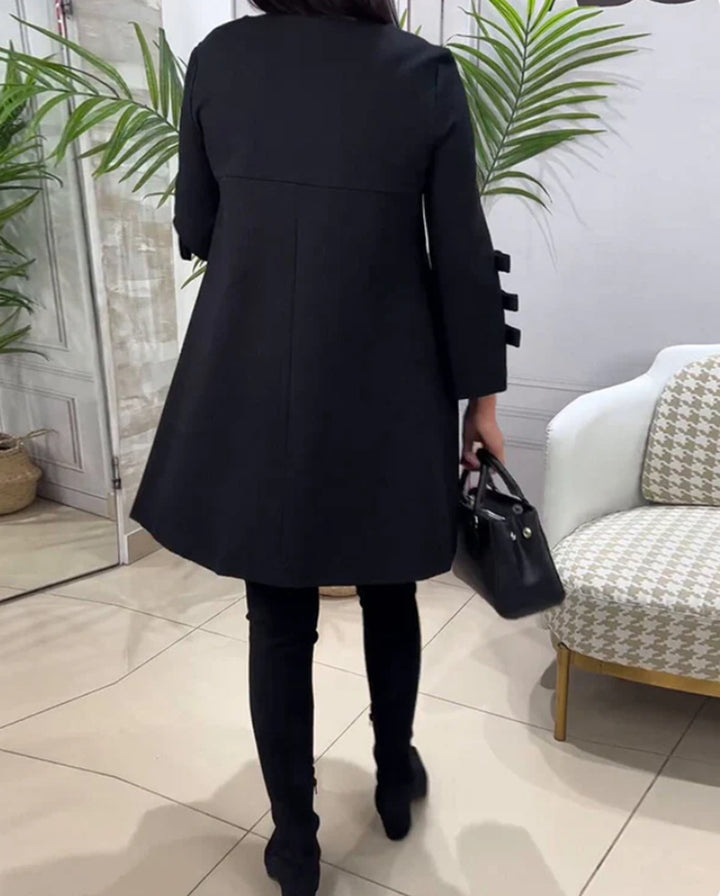 Women's A-line tunic dress with layered decorative flounce sleeves Mune Fashion