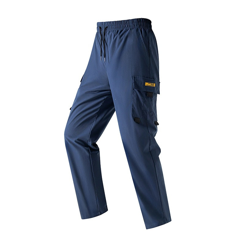 Men's Lightweight Utility Cargo Pants with Elastic Waistband, Drawstring & Side Flap Pocket Mune Fashion