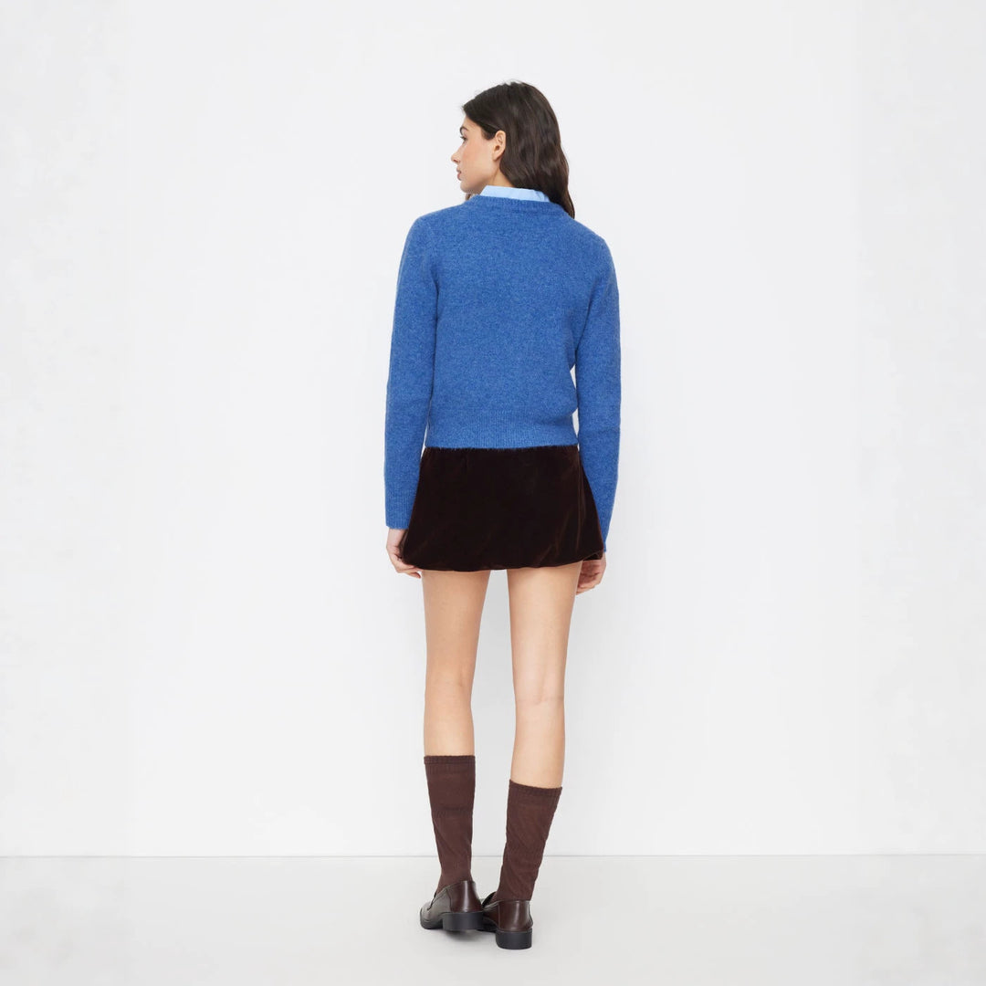 Women's Elegant Short Sweater with Shirt Collar Mune Fashion