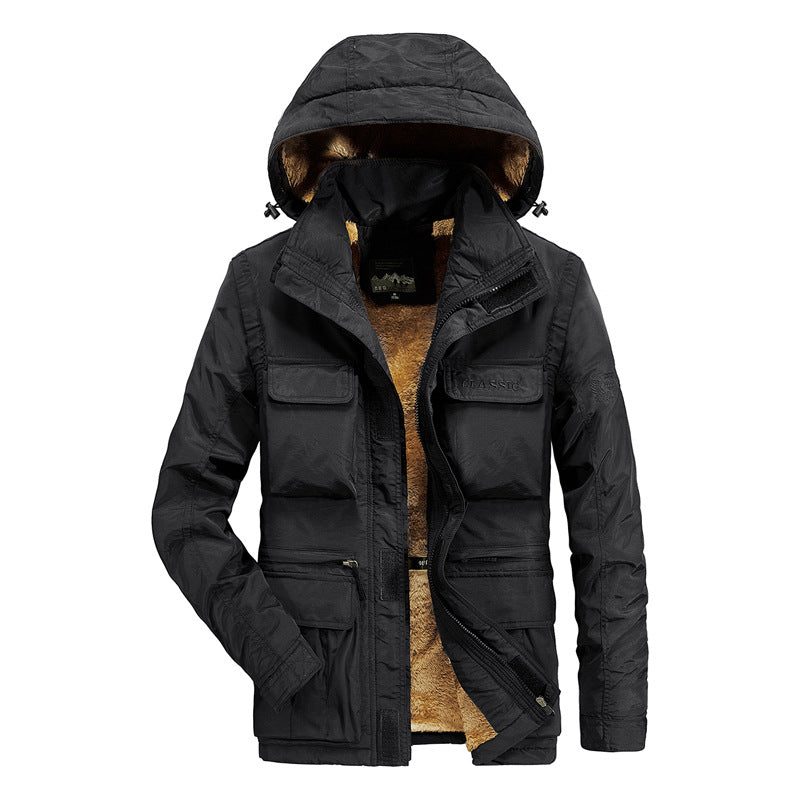 Men's Thermal Lined Field Jacket with Hood and Faux Fur Lining Mune Fashion