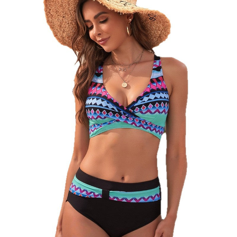 Ladies High-Waisted Bikini Set with Stylish Wrap Design Mune Fashion