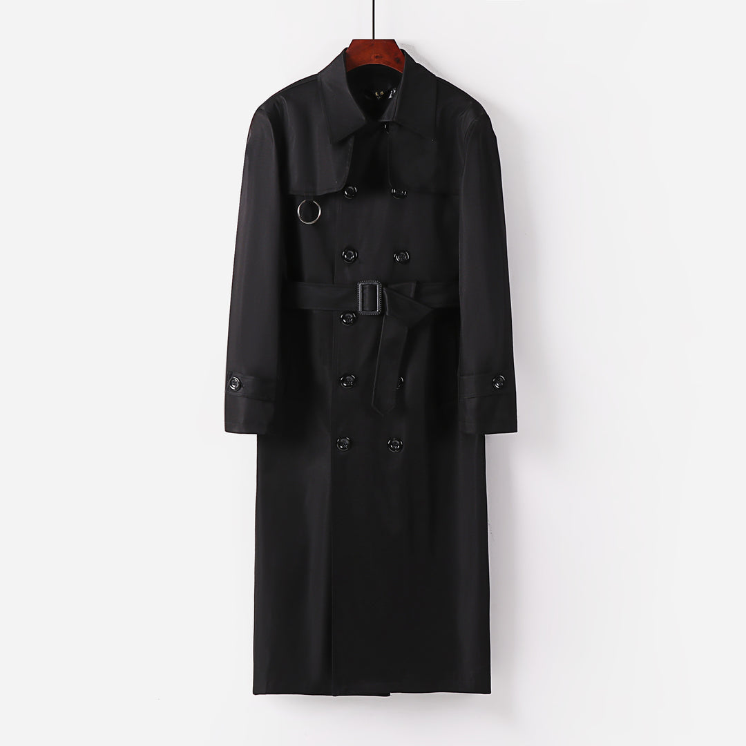 Men's Double-Breasted Lightweight Trench Coat with Waist Belt Mune Fashion