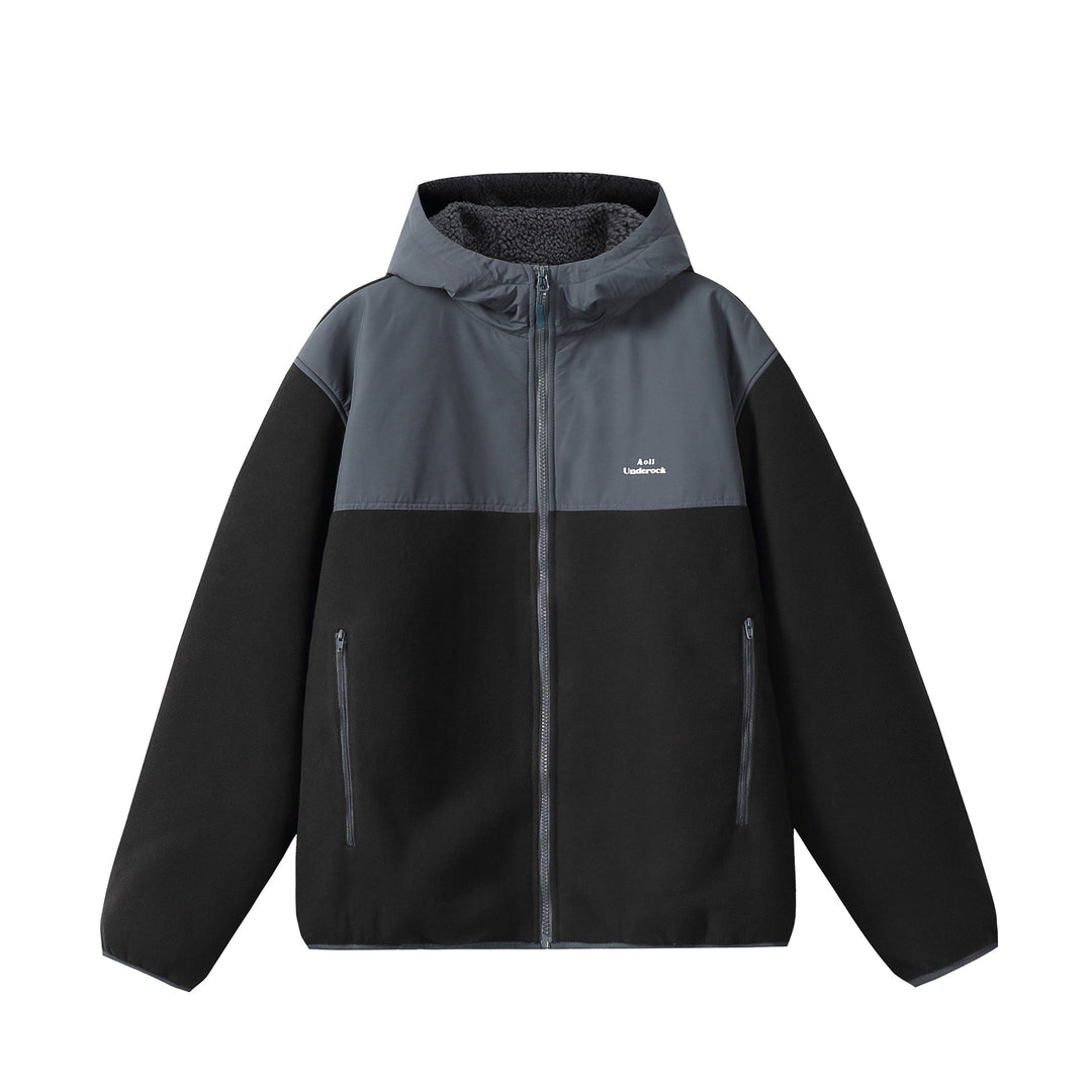 Unisex fleece hoodie jacket with teddy lining, full zip, and side zip pockets Mune Fashion