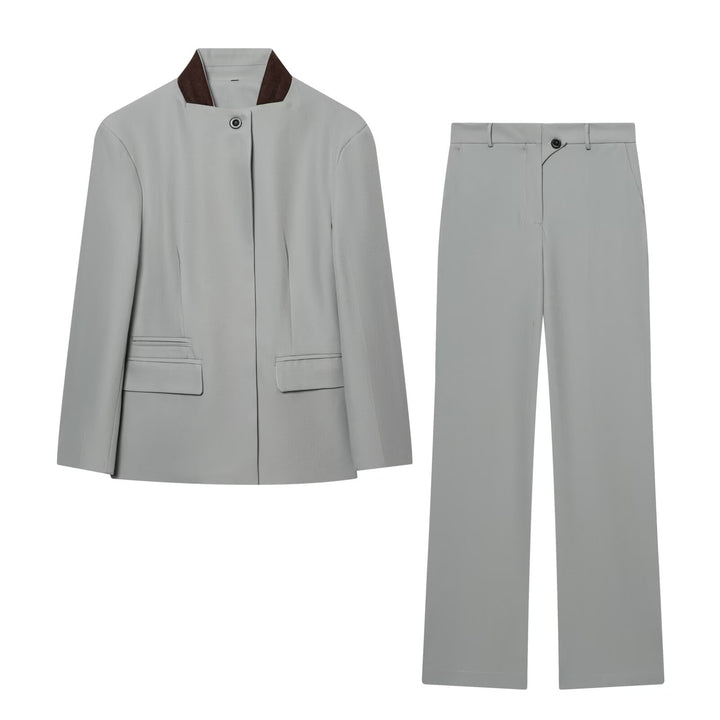 Women's short blazer with stand-up collar and concealed button placket Mune Fashion