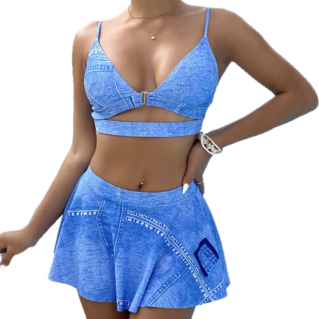 Women Trendy Denim Bikini Set Mune Fashion