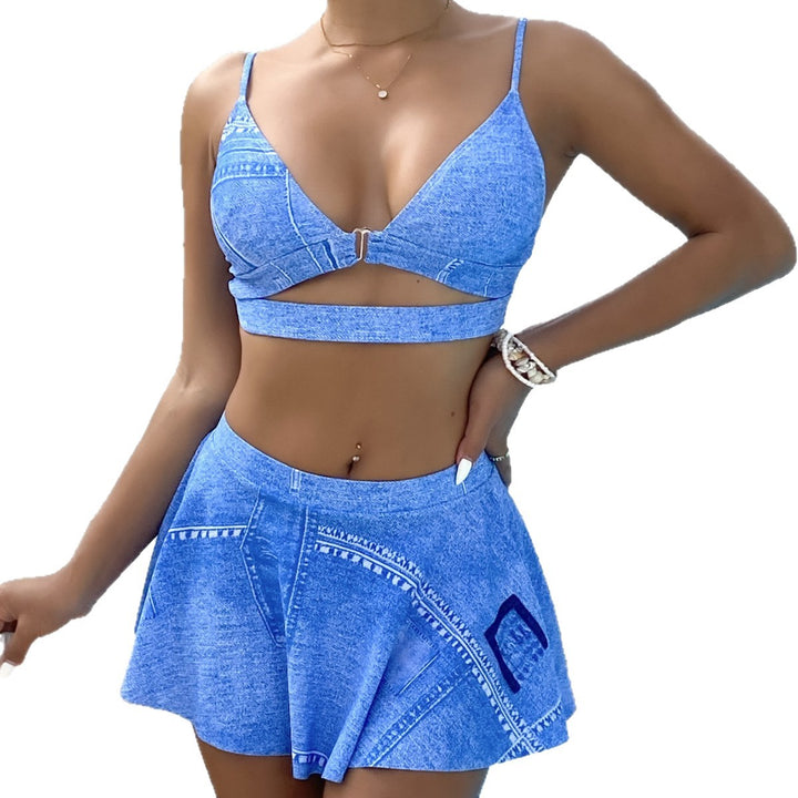 Women Trendy Denim Bikini Set Mune Fashion