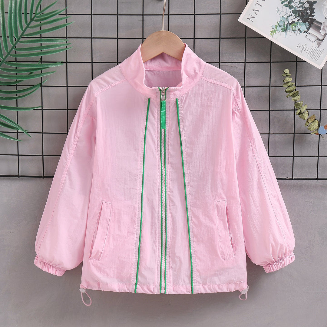 Ladies' lightweight transitional jacket with high collar, drawstring, elastic cuffs, and zipper Mune Fashion