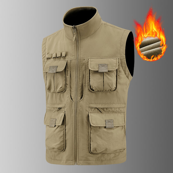 Men's Multi-functional Utility Vest with Fleece Lining & Multiple Pockets Mune Fashion