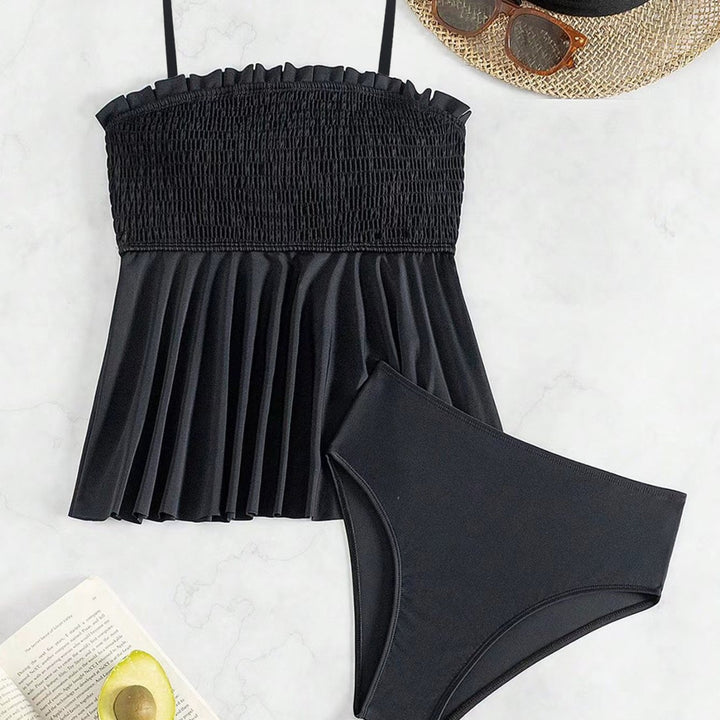 Ladies swim top with playful ruffle design and fitted cut Mune Fashion