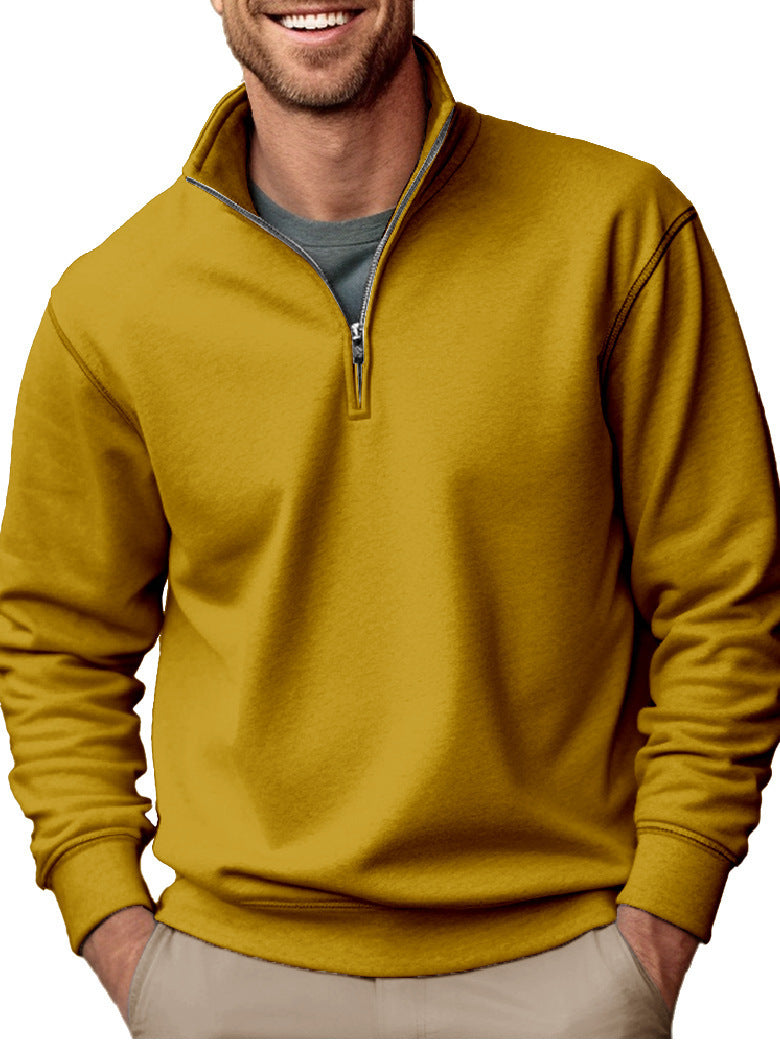 Men's half-zip sweatshirt with stand-up collar and soft fleece interior lining Mune Fashion