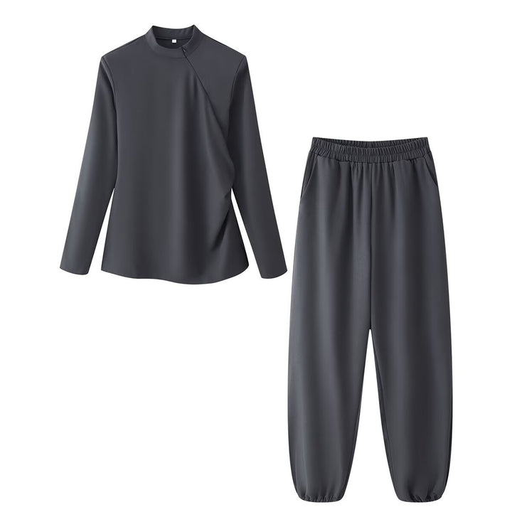 Women's Loose High-Waist Jogging Pants with Elastic Waistband, Side Pockets and Gathered Leg Openings Mune Fashion