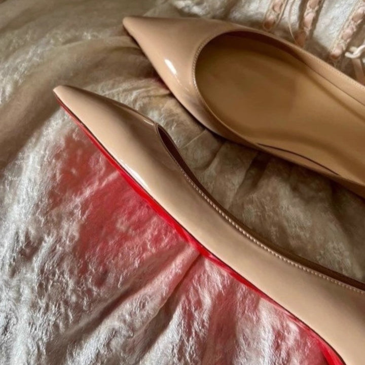 Women's pointed toe patent leather ballerinas with padded insole Mune Fashion