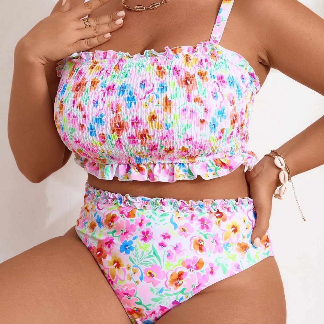 Women’s bikini set with playful ruffle design and floral pattern Mune Fashion