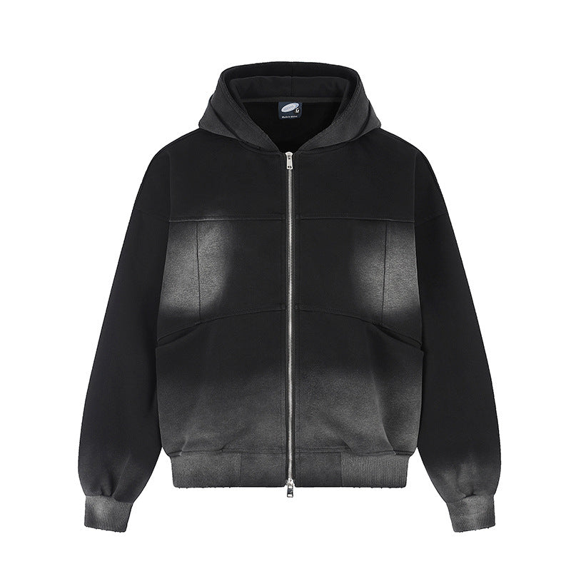 Unisex Hoodie Zip Jacket with Ombre Dyeing, Oversized Silhouette and Kangaroo Pockets Mune Fashion