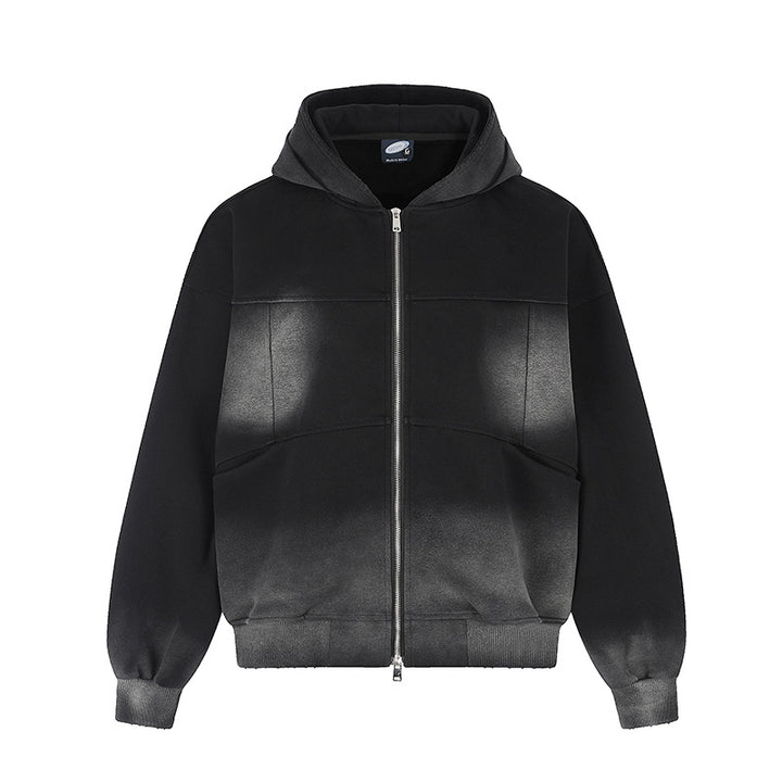 Unisex Hoodie Zip Jacket with Ombre Dyeing, Oversized Silhouette and Kangaroo Pockets Mune Fashion