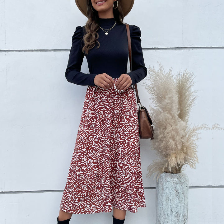 Women Elegant and Playful Maxi Skirt with Floral Pattern Mune Fashion