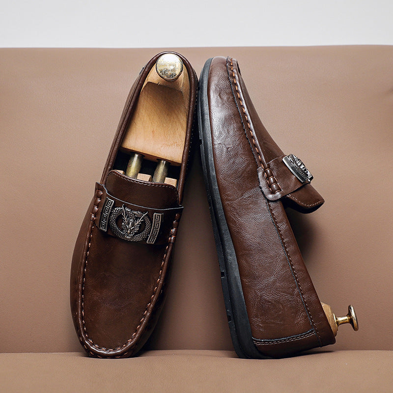 Men's Elegant Moccasins with Metal Closure
