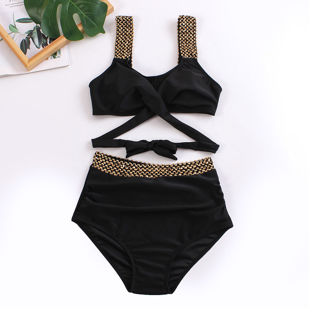 Women's High-Waisted Bikini Set with Stylish Wrap Top Mune Fashion