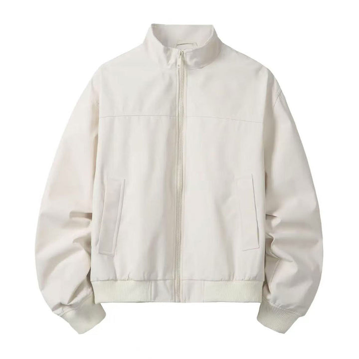 Men's Minimalist Utility Zip Bomber Jacket with High Collar and Concealed Pockets Mune Fashion