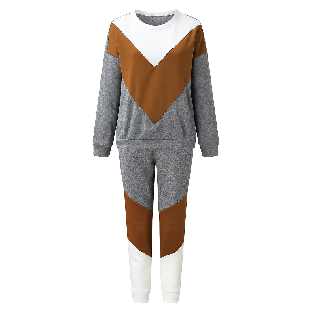 Women's Nan Sportives Colorblock Sweatset with Round Neck, Raglan Sleeves and Tailored Jogging Pants Mune Fashion