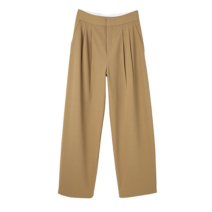 Women High-Waisted Pleated Cuff Pants with Wide Leg Mune Fashion