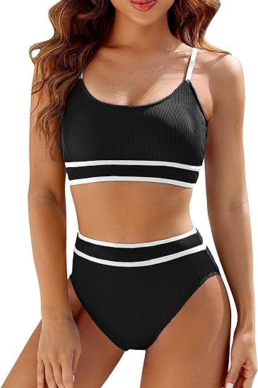 Women High-waisted Bikini Set with Sporty Top Mune Fashion