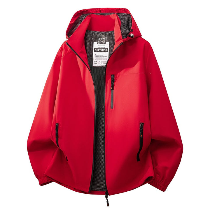 Men's lightweight water-repellent hooded softshell jacket with mesh lining, zip pockets & elastic cuffs Mune Fashion