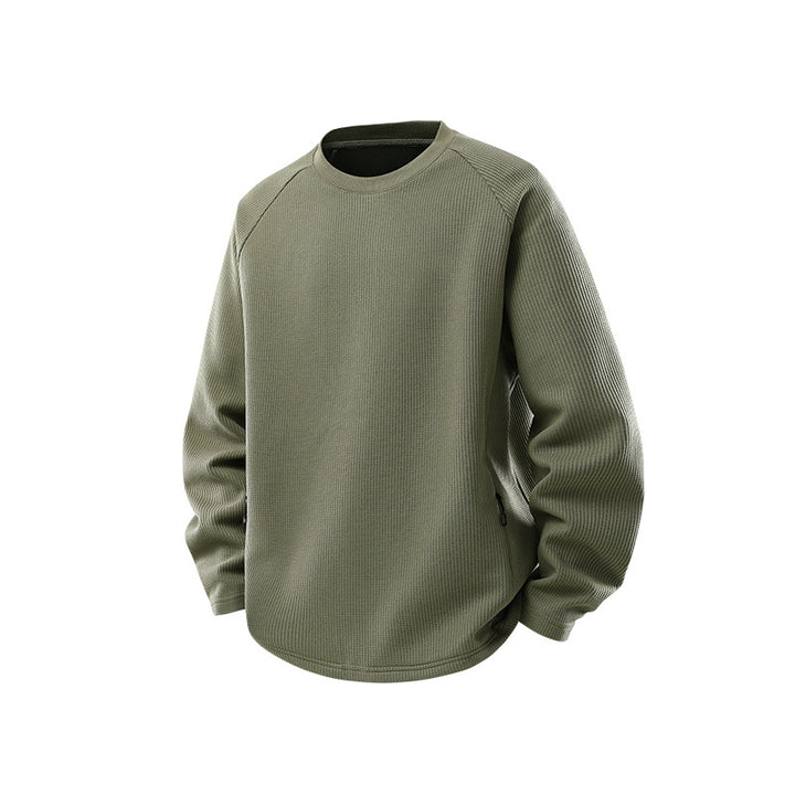 Men's waffle structure thermal sweatshirt with raglan sleeves and zippered pockets Drune