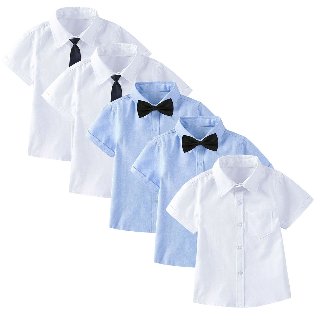 Women Short Sleeve Shirt Set with Tie and Bow Tie Mune Fashion