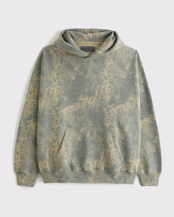 Unisex loose-fit hoodie sweatshirt with subtle leaf texture, double hood without drawstring and kangaroo pocket Mune Fashion