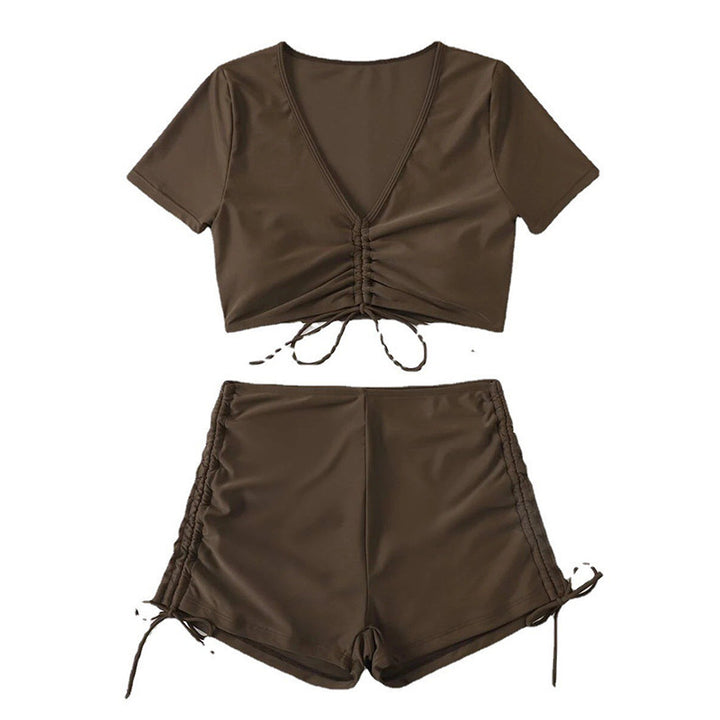 Women Cropped Top with decorative ruffle details and high waistband Mune Fashion