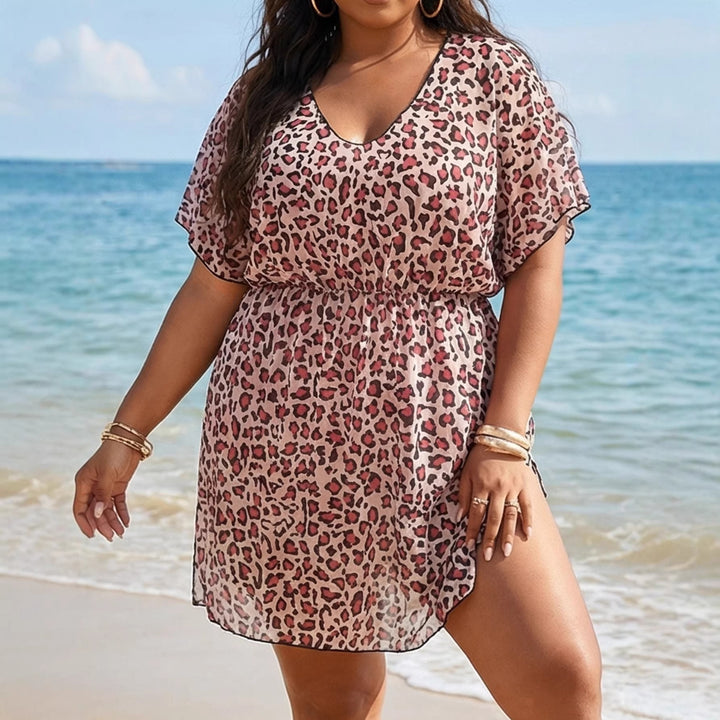 Women's airy beach cover-up with floral animal print Mune Fashion