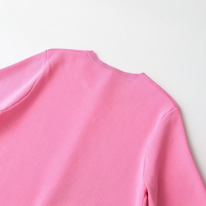 Women's fine knit cardigan with short sleeves and decorative button placket Mune Fashion