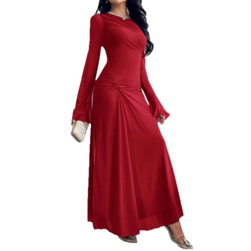 Women's maxi dress with gathered waist and bell sleeves Mune Fashion