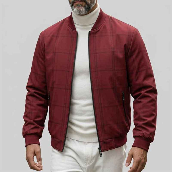 Men's Fashionable Bomber Jacket with Checkered Pattern Mune Fashion