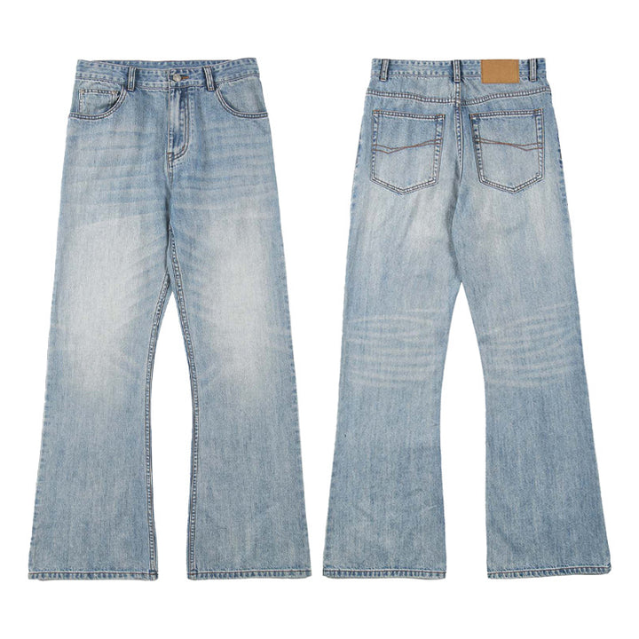 Men's wide washed baggy jeans with flared leg and extended hem Mune Fashion