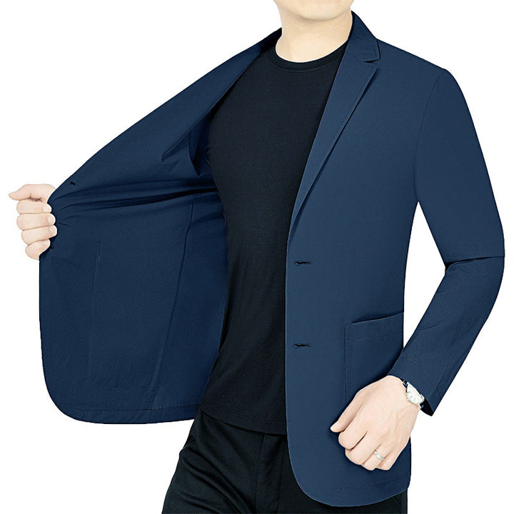 Men's Lightweight Elastic Summer Blazer with Three-Quarter Sleeves and Slim Fit Mune Fashion