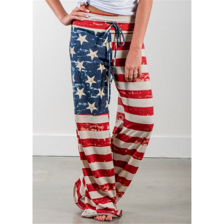 Women's loose jersey lounge pants with drawstring and vintage print Mune Fashion