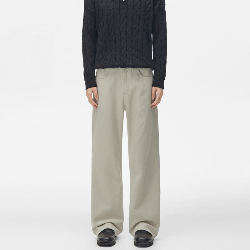 Men's Loose-Fitting Cotton Twill Baggy Pants with Drop Crotch and Clean Five-Pocket Cut Mune Fashion