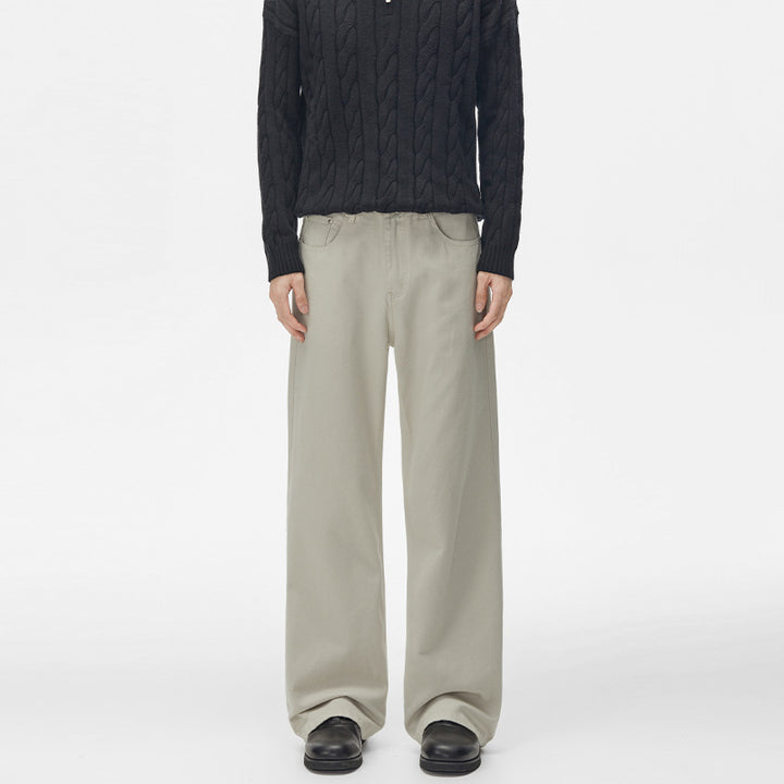 Men's Loose-Fitting Cotton Twill Baggy Pants with Drop Crotch and Clean Five-Pocket Cut Mune Fashion