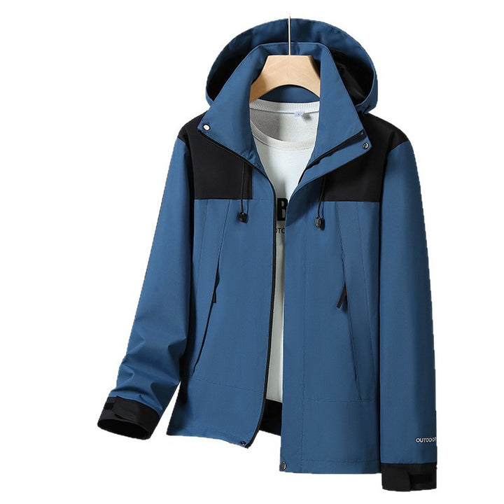 Men's Lightweight Softshell Jacket with Contrast Shoulder, Adjustable Hood and Water-Repellent Membrane Mune Fashion