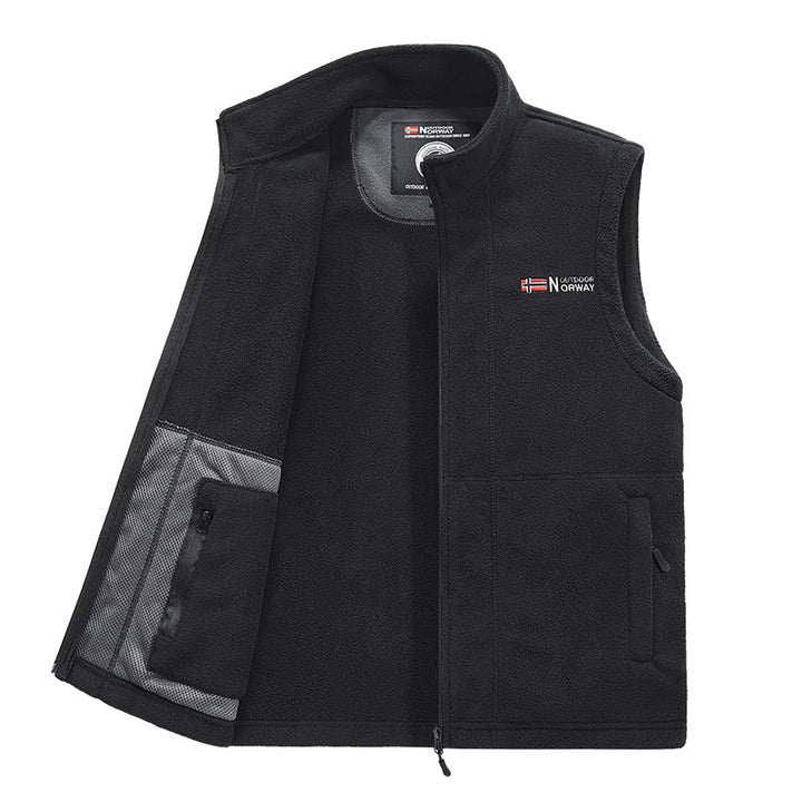 Men's fleece vest with high collar and practical pockets Mune Fashion