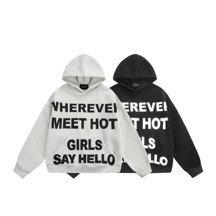 Unisex Oversize Hoodie with large slogan print and kangaroo pocket Mune Fashion