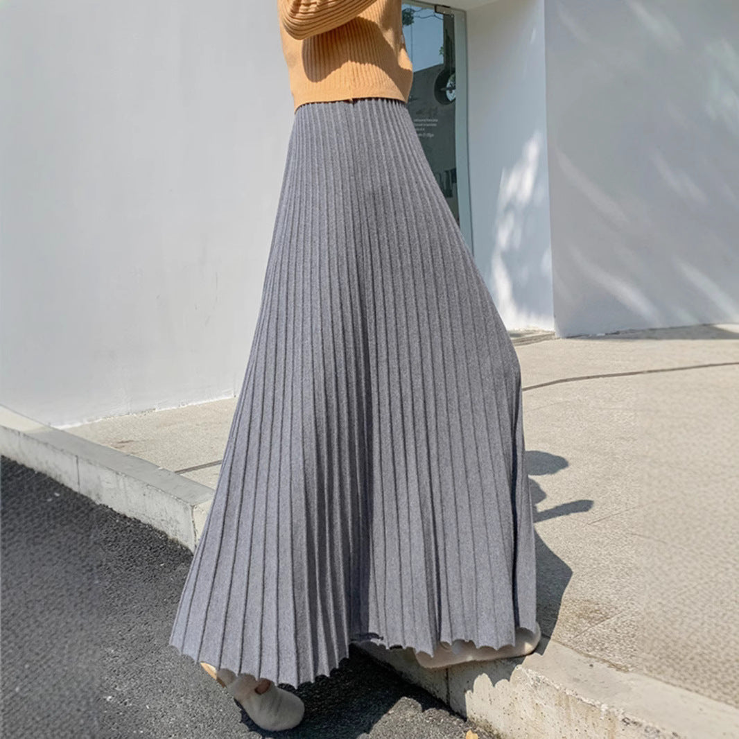 Ladies Long Pleated Skirt Mune Fashion