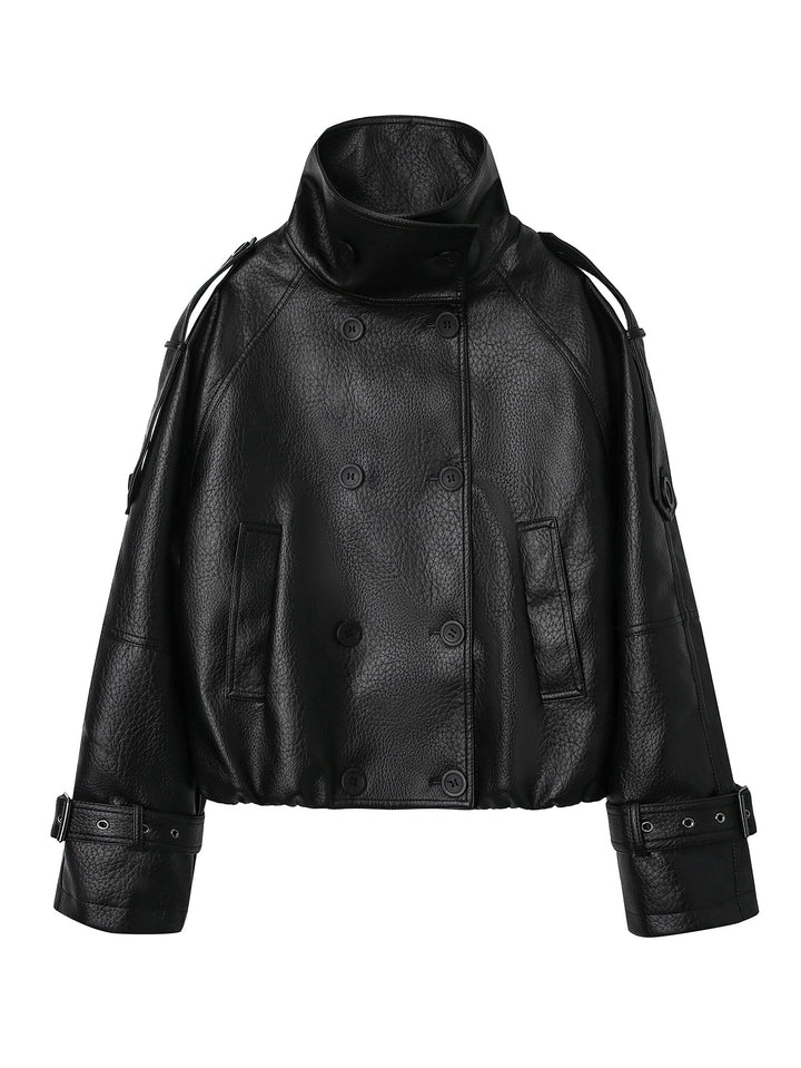 Ladies Fashionable Oversized Leather Jacket Mune Fashion