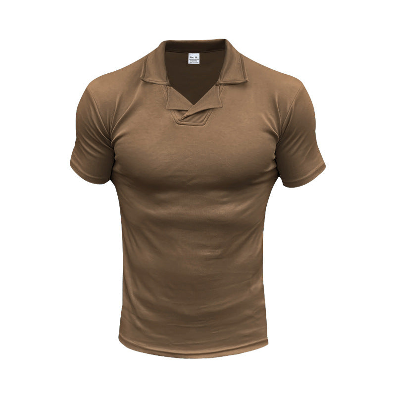 Men's slim fit short sleeve polo with open shirt collar and elastic cotton stretch Mune Fashion
