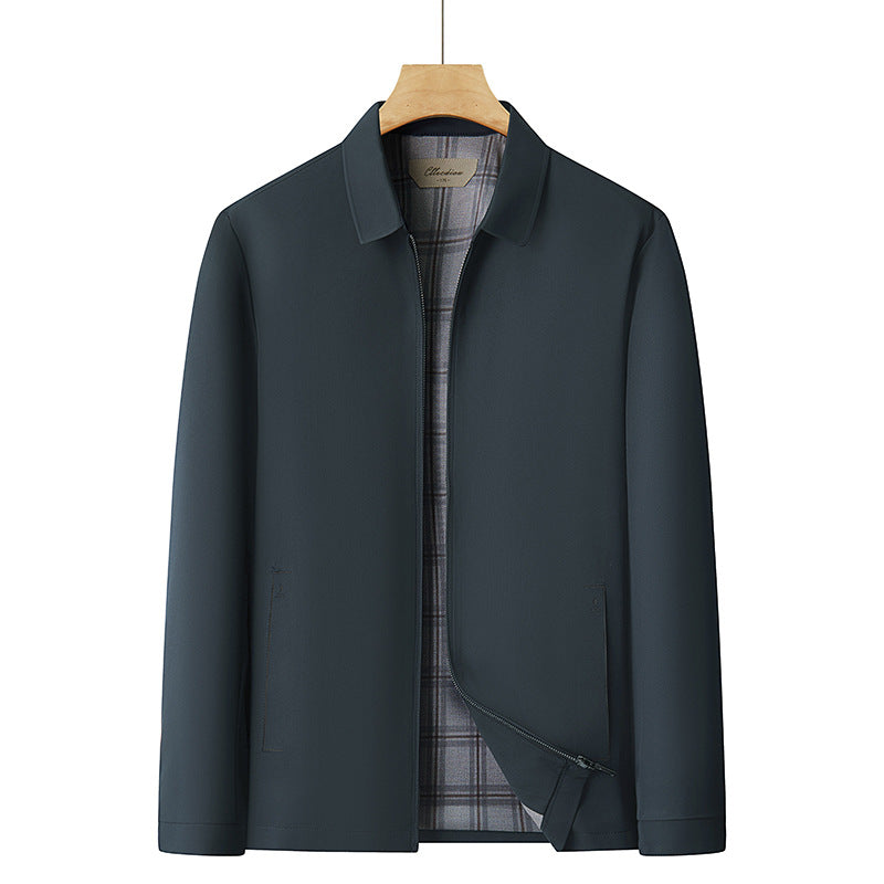 Men's lightweight transitional jacket with checked lining and concealed zipper Mune Fashion